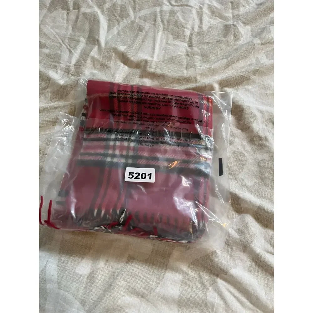 Cashmink red plaid fringe soft scarf‎